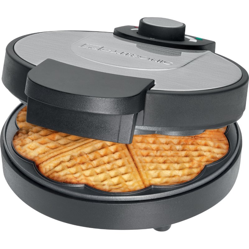 CLATRONIC gaufrier WA 3492, acier inoxydable/noir, diamètre 180 mm, 1000 watts
